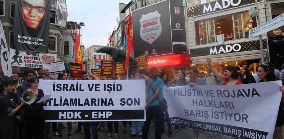 Beşiktaşta Kobane ve Filistinde yapılan saldırılar kınandı