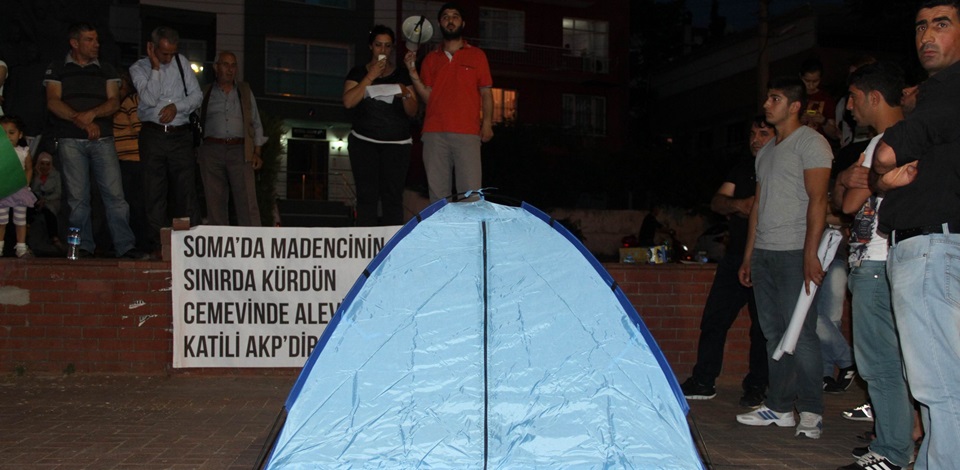 HDP Narlıdere İlçe Örgütünün Soma katliamı nedeniyle açmak istediği çadıra polis izin vermedi